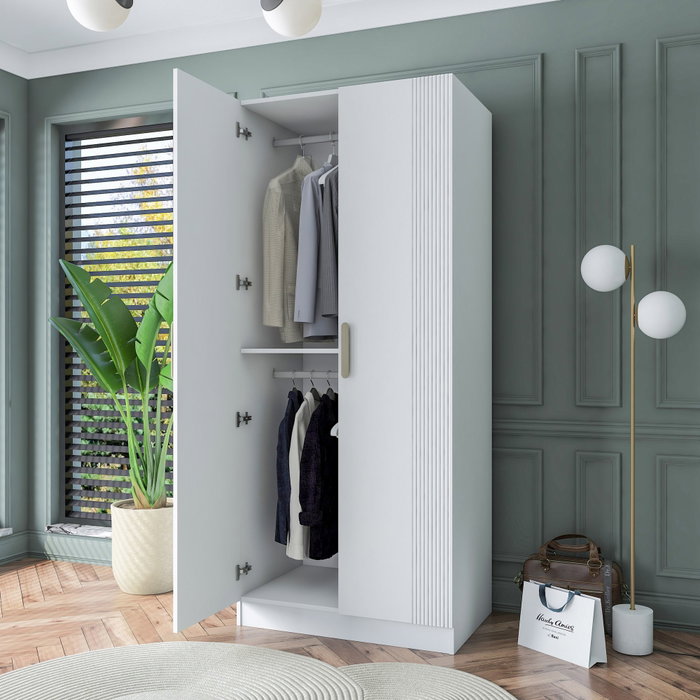 Hanah Home Armario Blanco con Estanterías Hanah Home Armario Blanco con Estanterías
